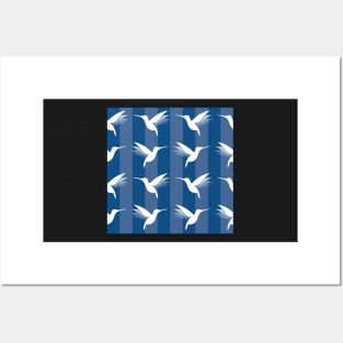 Hummingbirds classic blue stripes Posters and Art